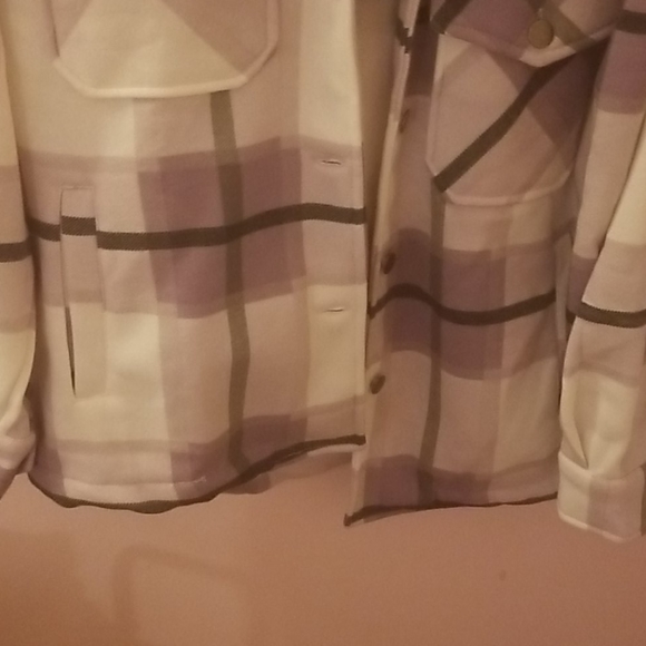 Purple Checked Pocket Front Shacket - Picture 2 of 3